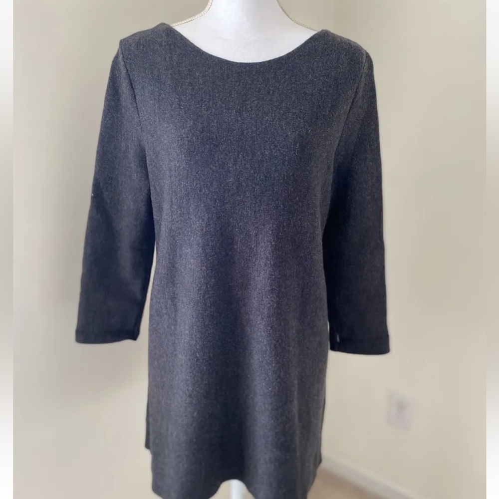 COS Washable Wool Sweater Short Dress A-Line High-Low Gray Size L